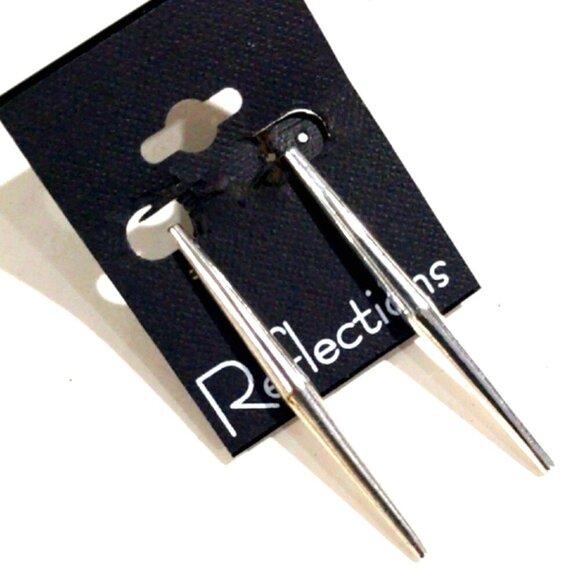 Women's Silver 2" Spike Post Drop Earrings – Bold Modern Fashion Jewelry - Picture 3 of 10
